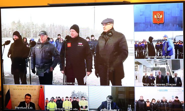13 декабря 2022 года. Московская область, Ново-Огарёво. Открытие объектов транспортной инфраструктуры (в режиме видеоконференции). Фото: пресс-служба Президента РФ kremlin.ru