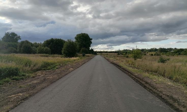 Тульская область, Тепло-Огаревский район, поселок Победа. Автоподъезд к поселку Победа после ремонта (к информации о выполнении поручения по итогам личного приема граждан, проведенного А.А.Шаклуновым 17 марта 2022 года)