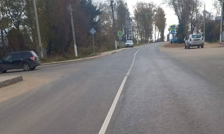 Калужская область, Дзержинский район, Кондрово, улица Орджоникидзе. Состояние дороги после ремонта (к информации о выполнении поручения по итогам приема граждан, проведенного А.А.Шаклуновым 18 марта 2021 года)