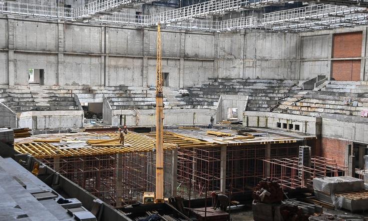 29 августа 2020 года. Калуга. Строящийся Дворец спорта. Фото: пресс-служба администрации Губернатора Калужской области