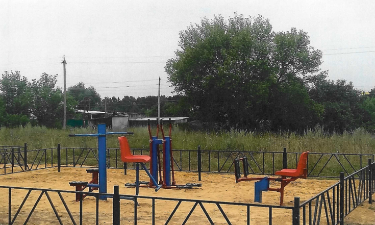 Тульская область, Каменский район, поселок Новопетровский. Комплекс уличных тренажеров в поселке Новопетровский (к информации о выполнении поручения по итогам личного приема граждан, проведенного А.К.Ниязметовым 9 октября 2020 года)