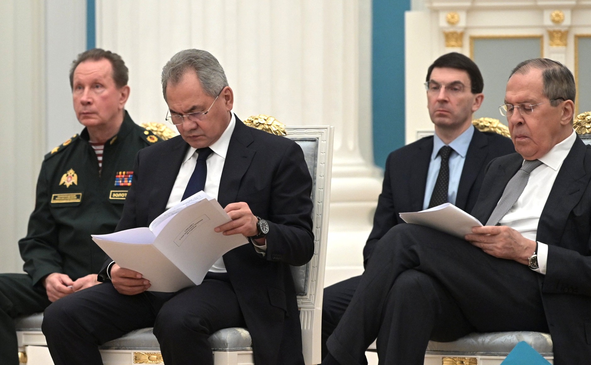21 февраля 2022 года. Москва, Кремль. Заседание Совета Безопасности России по ситуации в Донбассе.