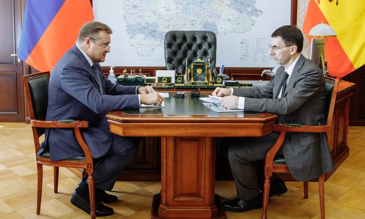31 августа 2021 года, Рязань. Рабочая встреча полномочного представителя Президента России в ЦФО Игоря Щёголева и Губернатора Рязанской области Николая Любимова. Фото: пресс-служба правительства Рязанской области
