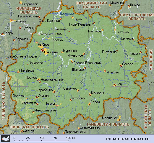 Рязанская область карта