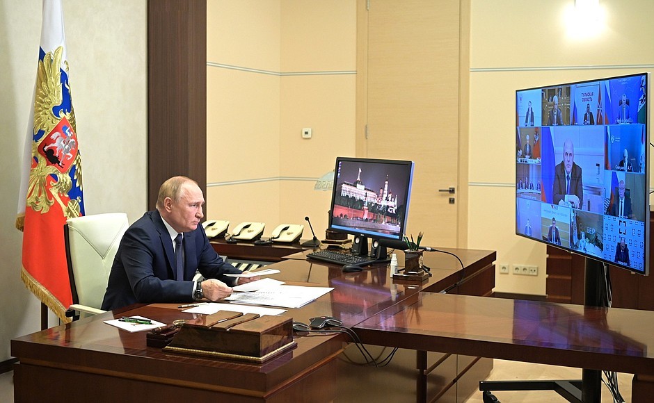 18 июля 2022 года. Московская область, Ново-Огарёво. Заседание Совета по стратегическому развитию и национальным проектам (в режиме видеоконференции). Фото: kremlin.ru