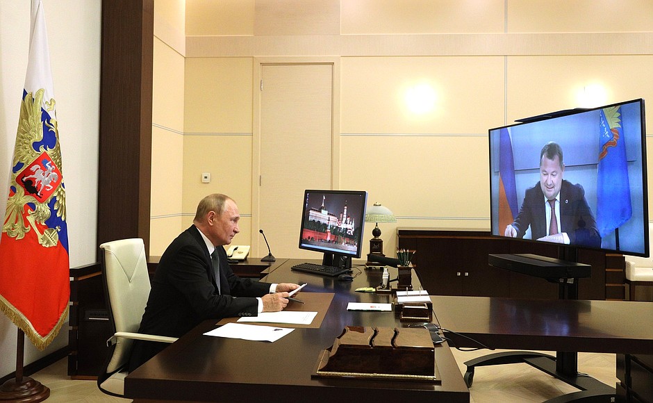 16 августа 2022 года. Москва, Кремль. Встреча с врио главы администрации Тамбовской области Максимом Егоровым. Фото: пресс-служба Президента РФ